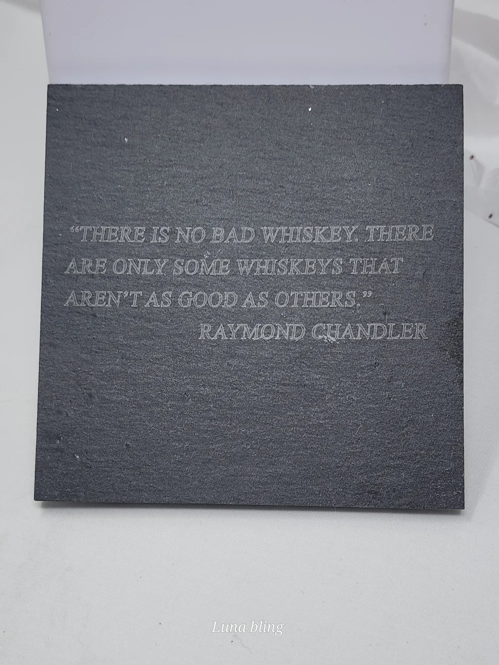 Set of 2 Black Slate Quote Coasters